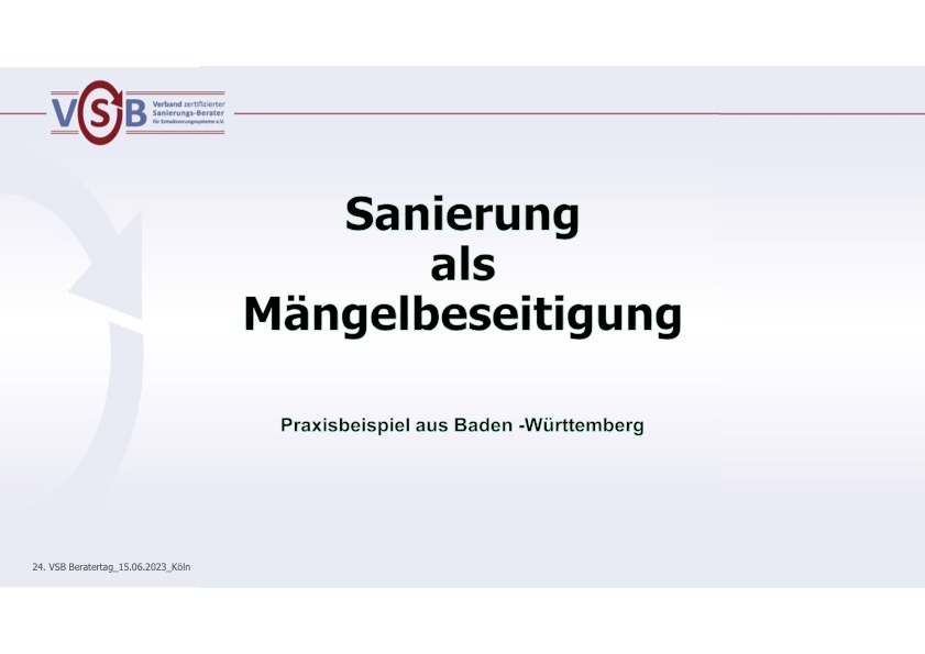 Sanierung als Mängelbeseitigung - Das praktische Beispiel 2