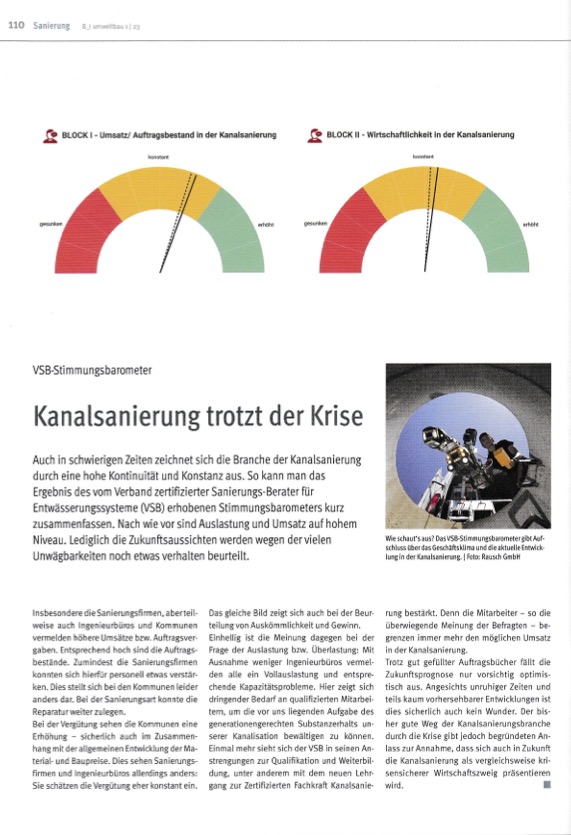 VSB - Stimmungsbarometer Kanalsanierung trotzt der Krise